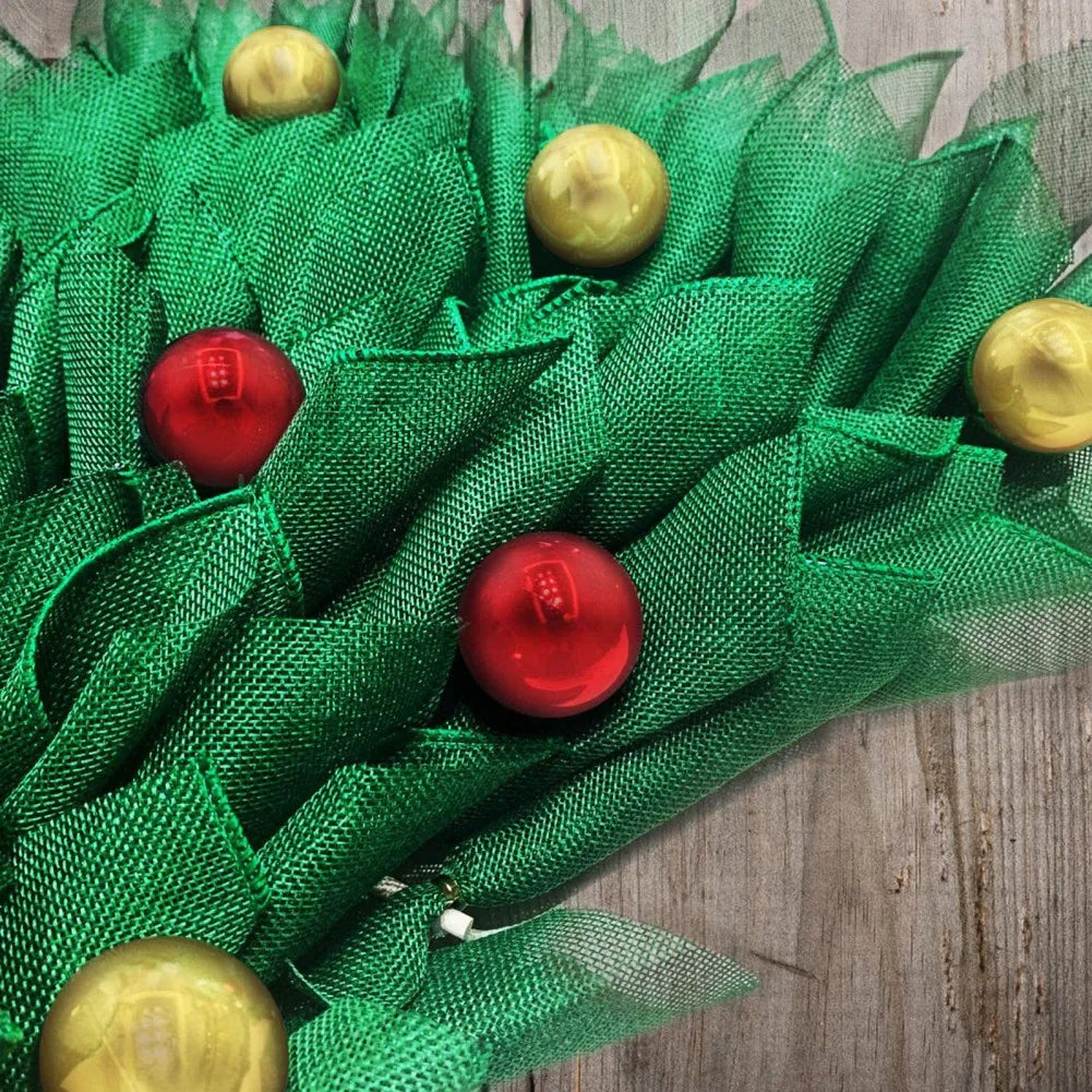 Green Hanging Christmas Wreath Front Door Window Large Xmas Tree Wreath Fabric Door Hanging Wreath New Year Party Decoration