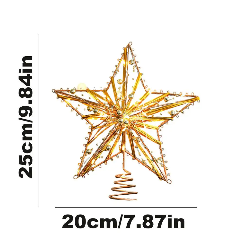 Iron Glitter Powder Christmas Tree Ornaments Top Stars Christmas Decorations For Home Xmas Trees Durable Tree Topper