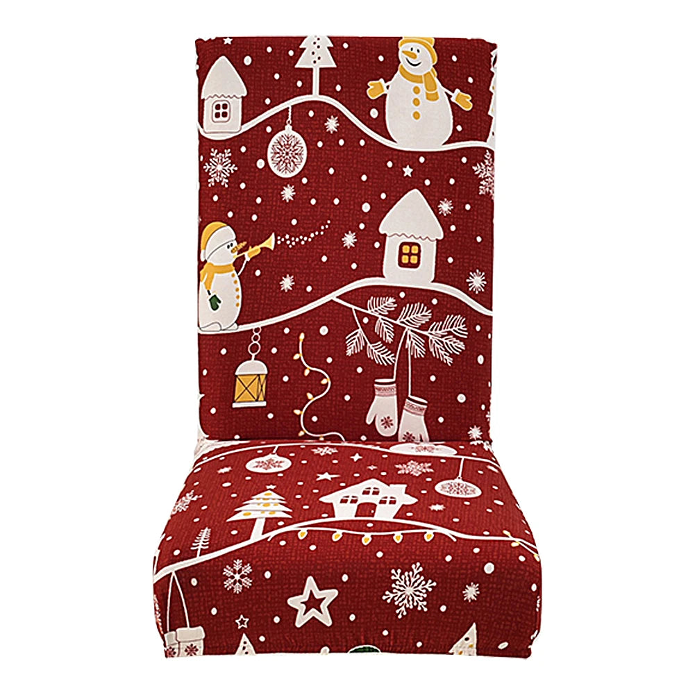 Christmas Dining Room Chair Covers Washable Stretch Chair Slipcovers Reusable Seat Protector for Holiday Party Decor