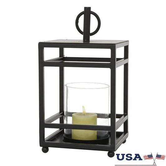 Black Metal Decorative Candle Lantern Flameless Candle Holder Indoor Outdoor Modern Vintage Accent Lighting Home Decor