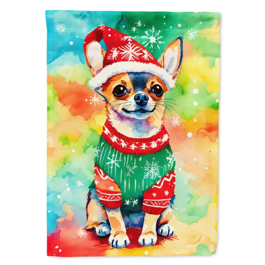 Chihuahua Christmas Garden Flag Mailbox Flag Drative Yard Flag Banner Outside Patio Artwork Yard Flower Beds Garden Size Multic