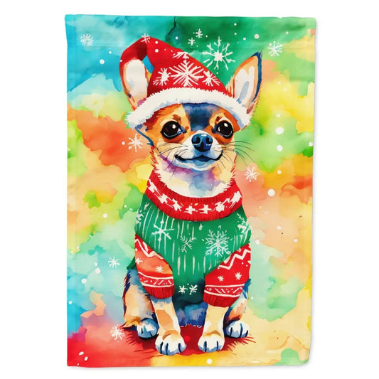 Chihuahua Christmas Garden Flag Mailbox Flag Drative Yard Flag Banner Outside Patio Artwork Yard Flower Beds Garden Size Multic