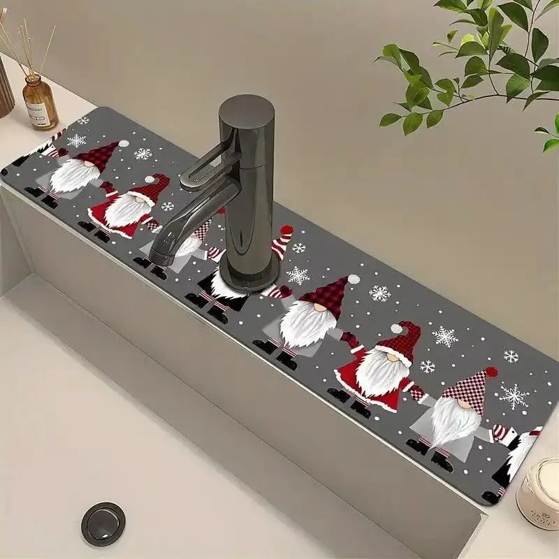 2025 Christmas Kitchen Absorbent Mat - Sink Faucet Mats for Home Navidad Decor & Xmas Ornaments