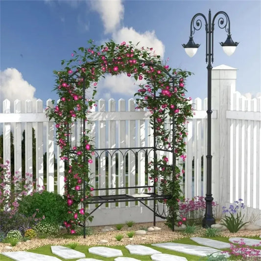 Seat Bench |Outdoor Lawn Backyard Decor Garden Arch Arbor with Entry Bench Patio Decor & 2-Person Outdoor Decorative Seating,Arc