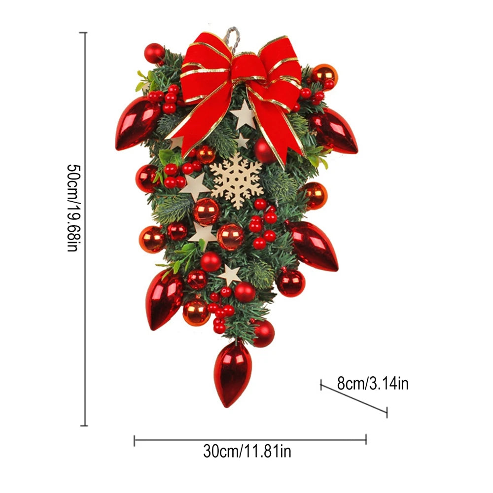 Christmas Ball Wreath Artificial Pine Cones Berry Garland for Front Door Wall Decor 2025 Christmas Wreath New Year Decorations