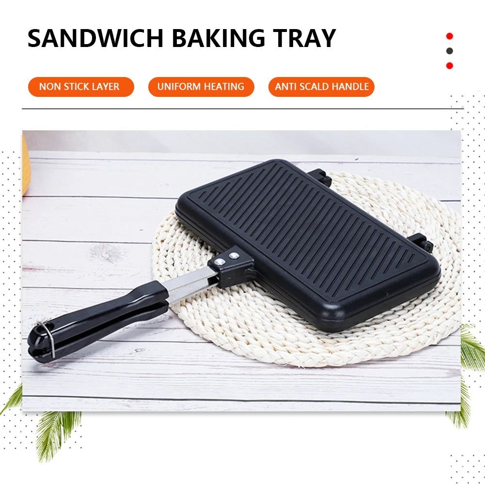 Breakfast Waffle Baking Pan Nonstick Easy Clean Frying Pan Multi-function Aluminium Alloy Double Side Portable  Bakeware