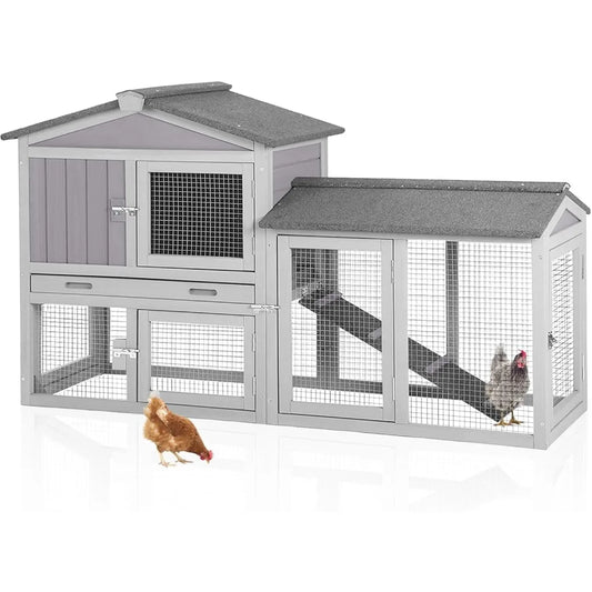 Chicken Coop for 2 Chickens, Wooden Duck House Outdoor Hen House Poultry Quail Cage-Expandable Design