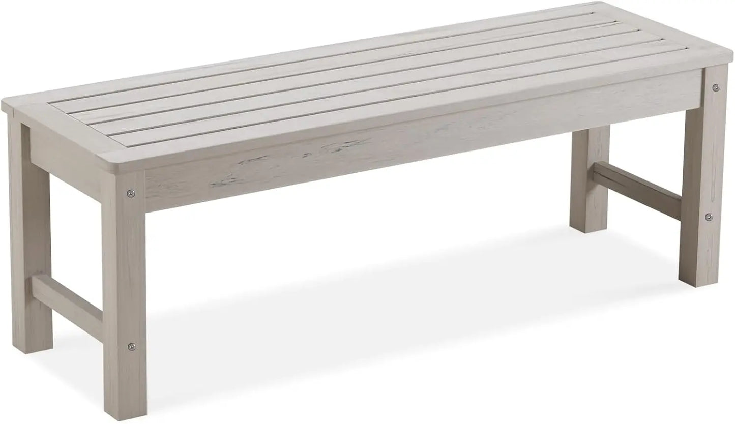 Outdoor Bench, Two Person Poly Lumber Porch Bench, Weatherproof Garden Bench That Never Rot and Fade