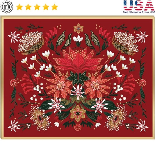 Christmas Garden Placemats Set of 12 Gold Foil Accents Large Paper Table Decor Christmas Thanksgiving Housewarming Events