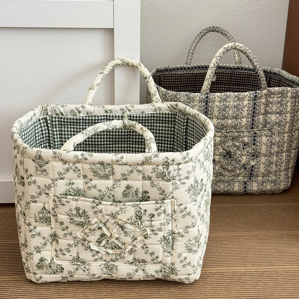 Fabric Debris Organizing Bag with Easy Carry Handles Sundries Storage Organizer for Shelves Closet Laundry Home Office Decor