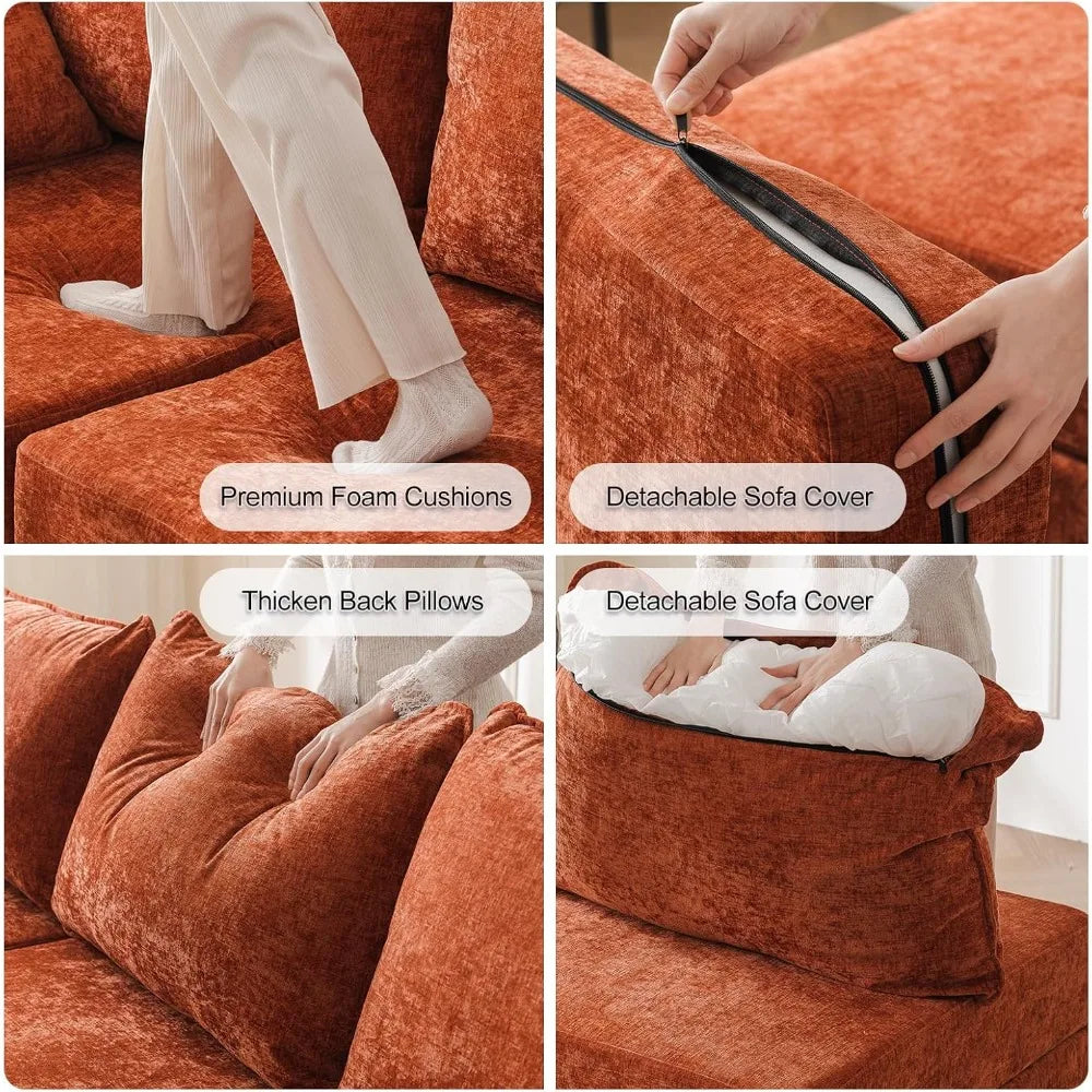 Accent Chair with All Seats Storage,Comfy Living Room Chairs with 2 Throw Pillow,Upholstered Mid-Century Armchair