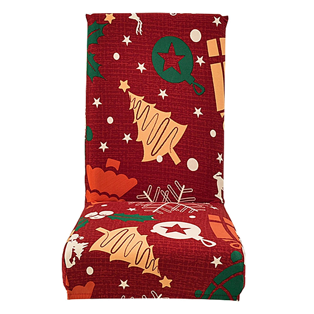 Christmas Dining Room Chair Covers Washable Stretch Chair Slipcovers Reusable Seat Protector for Holiday Party Decor