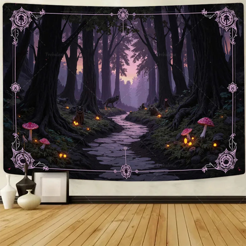 1pc Wall Tapestry "Winter Wonderland Tapestry - Snowy Forest & River Scene"