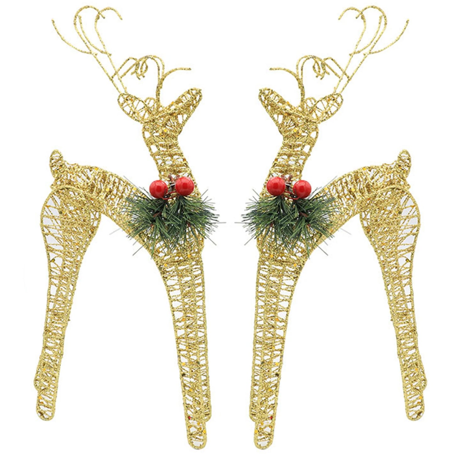 Christmas Gift Iron Art Deer Ornament Set Holiday Decor Xmas Christmas Standing Reindeer Pair 18x10x35cm Holiday Reindeers