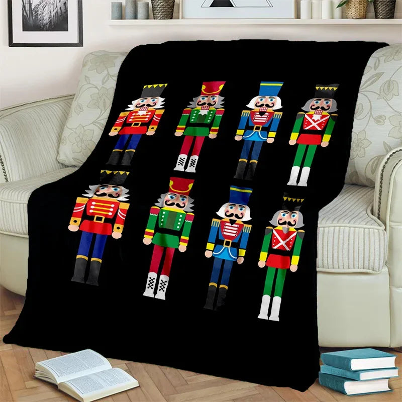 Nutcracker Christmas Tree Cartoon Blanket,Soft Throw Blanket for Home Bedroom Bed Sofa Picnic Travel Office Cover Blanket Kids