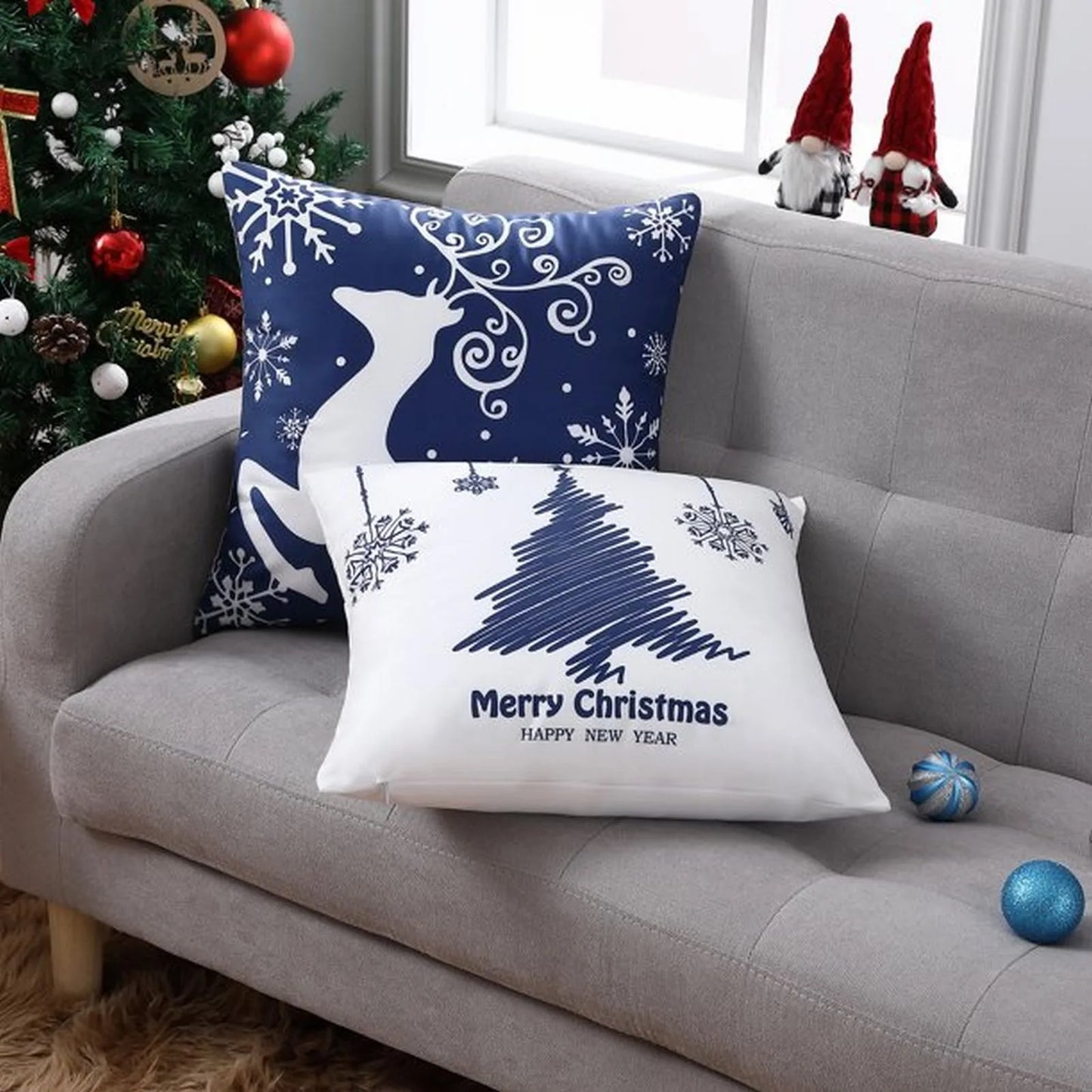 4pcs Christmas Cushion Cover Throw Pillowcase For Sofa Couch Pillow Case Christmas Decoration Xmas New Year Christmas Decor