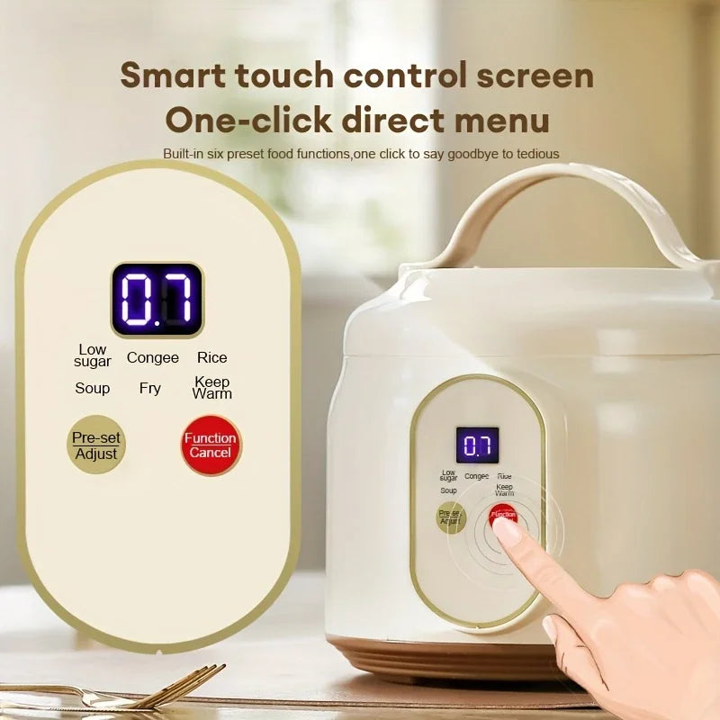 Electric Rice Cooker Portable MultiCooker 1.8L Household Rice Pot Non-Stick Smart Low Sugar Cooking Machine for Kitchen and Home