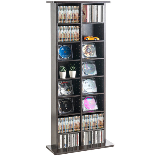 SucceBuy Media Storage Cabinet DVD Shelf Holds Adjustable CD Shelves 5/12/16/36 Compartments Protects and Organizes Music Movie