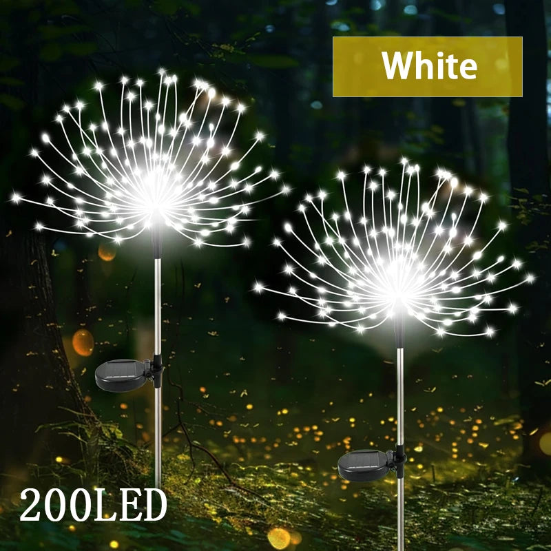 Solar Garden Lights, Firework Light Outdoor 360 LED Solar Waterproof Decorative Starburst Lights Landscape Lamp 18 Hours