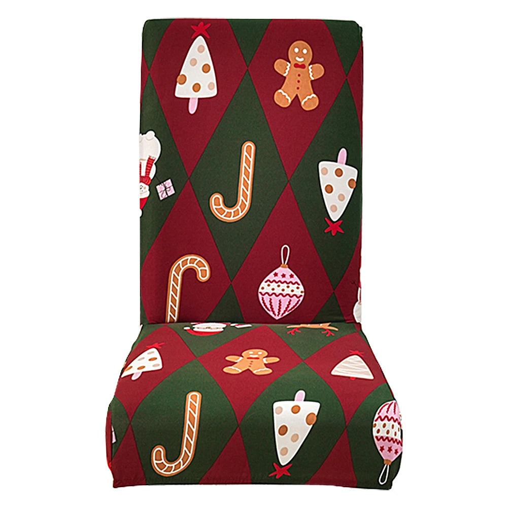 Christmas Dining Room Chair Covers Washable Stretch Chair Slipcovers Reusable Seat Protector for Holiday Party Decor