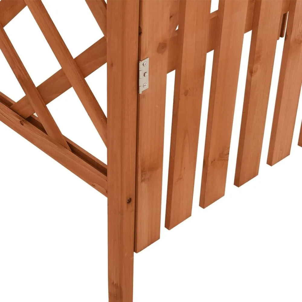 Garden Arch with Gate Firwood Outdoor Climbing Plants Garden Arbor for Lawn, Poolside, Backyard, Patio, Terrace, Outdoor Decora