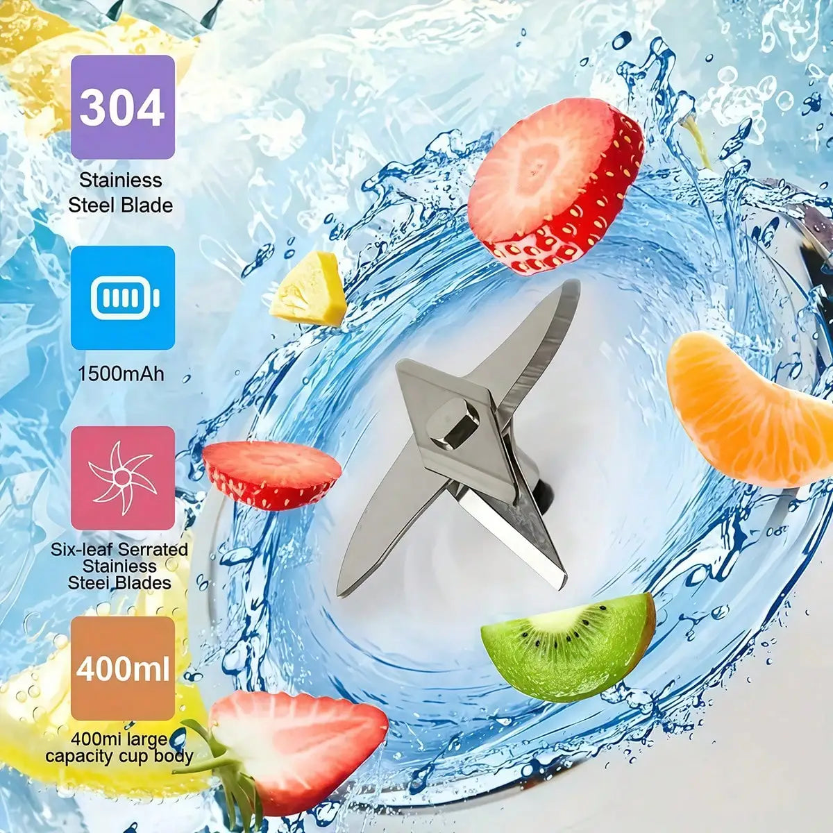Portable Dual-Cup USB Juicer with Wireless Charging | Mini Electric Blender for Smoothies & Shakes