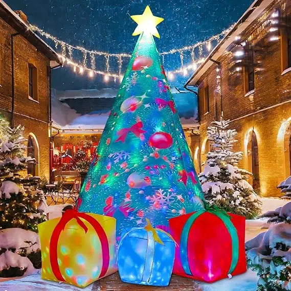 Christmas Tree Outdoor Inflatable Decoration with Built-in LED Lights for Holiday Yard and Lawn