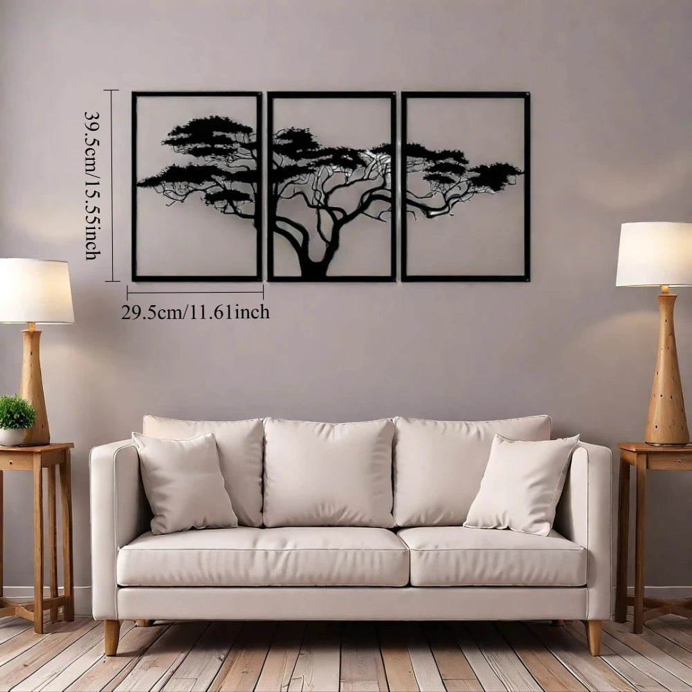 Handmade African Baobab Tree Metal Wall Sculpture - Tribal Free-Spirited Decor Tree of Life Art for Living Room Bedroom Dorm