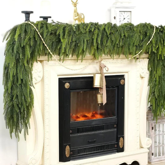5FT Christmas Norfolk Pine Garland 1PCS Artificial Pine Needles Garlands Faux Greenery Fake Garland for Holiday Fireplace Table