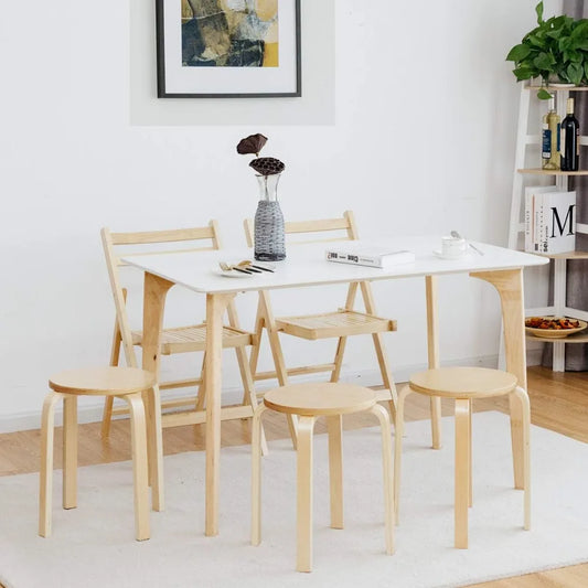 Stackable Bentwood Stools Set of 4,18Inch Height Backless Counter Chairs with Round Top,Anti-Slip Felt Pad,Portable School Stool