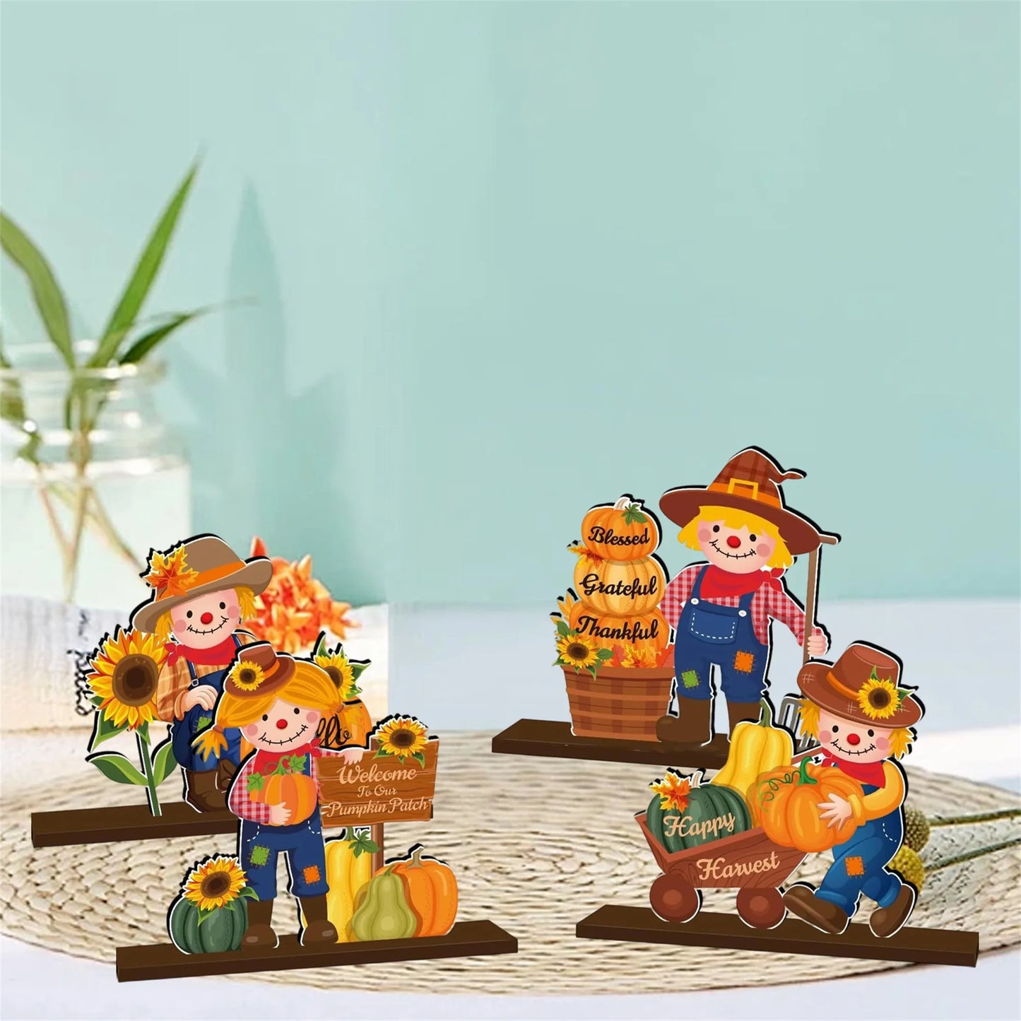 Rustic Thanksgiving Decorations Wooden Turkey Centerpiece Fall Harvest Table Signs Autumn Home Decor Accents