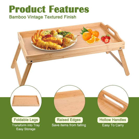 Bamboo Mini Dining-table Folding Table Multifunction Breakfast Dessert Tray For Bed Desk Household Living Room Bedroom Supplies