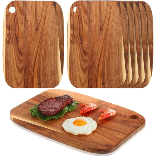 Roshtia 6 Pieces Acacia Wood Cutting Board 14 x 10 Kitchen Wooden Chopping Board Reversible Charcuterie Serving Tray Butcher Blo