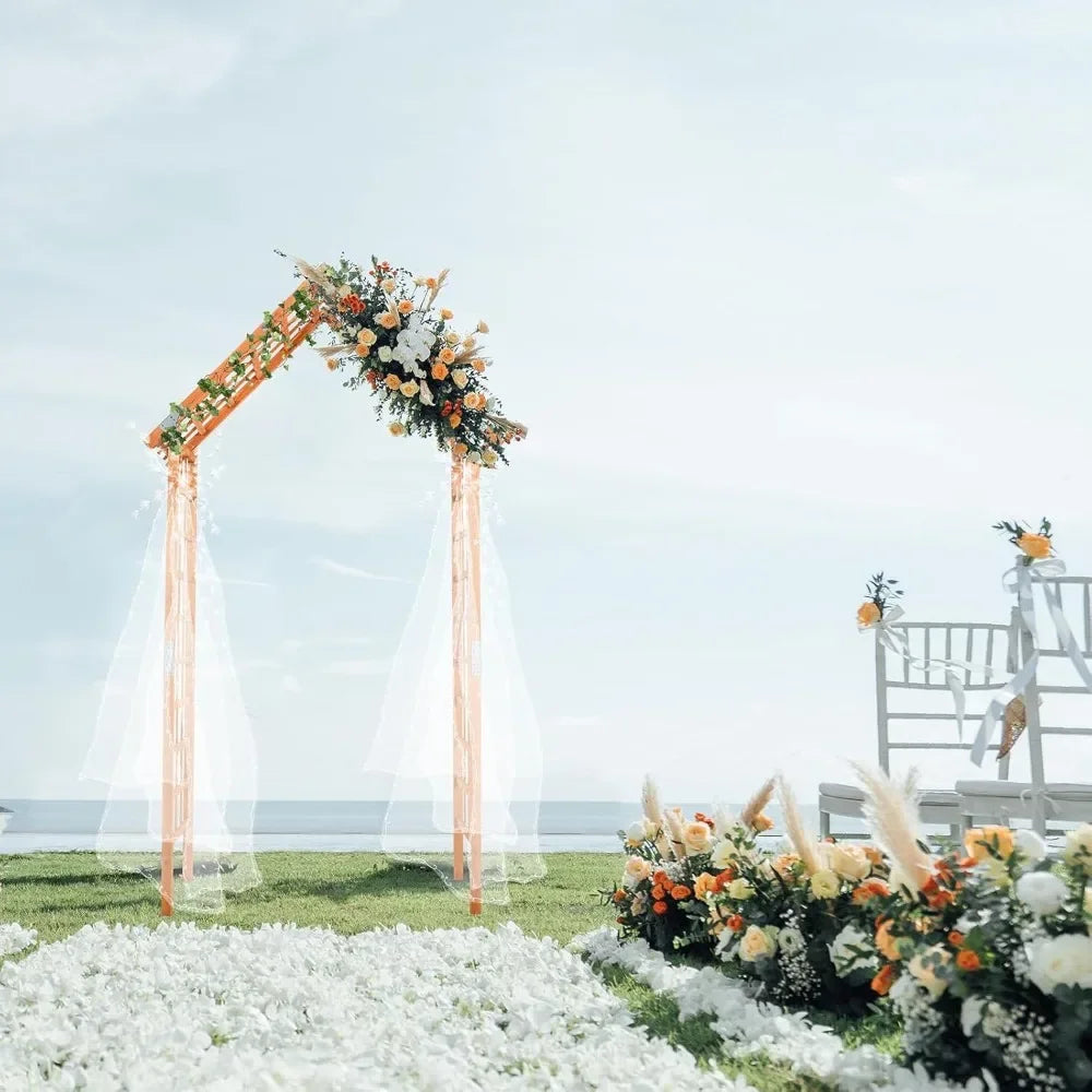 9.4ft Wooden Garden Arbor, Wedding Arch for Ceremony, Wood Garden Trellis for Plant Climbing, Pergola for Garden Backyard