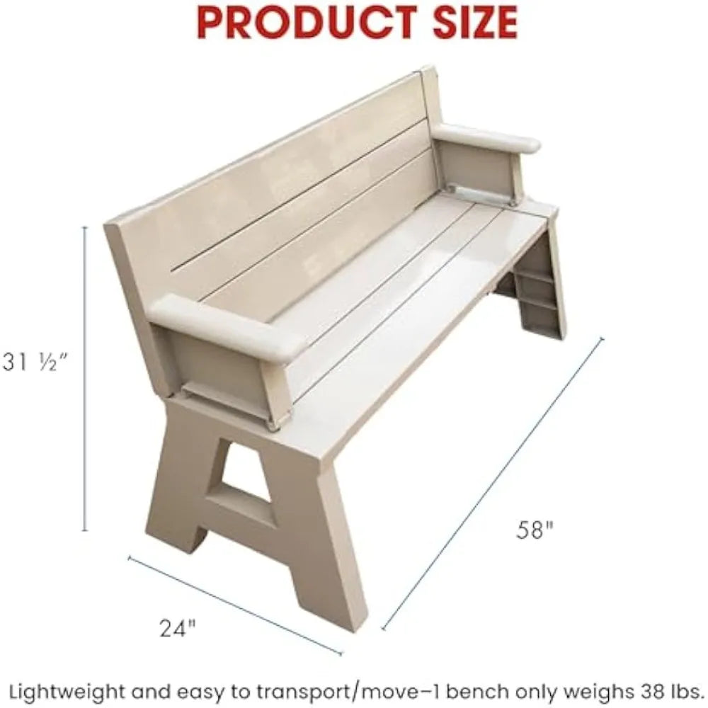 Gen 1 2-in-1 Outdoor Convertible Bench to Picnic Table | Space-Saving, Weather-Resistant Patio Furniture for Yard, Deck, Garden