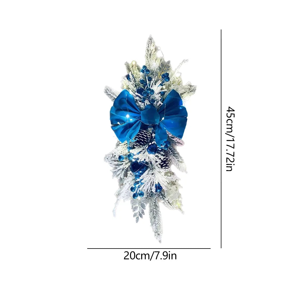 Christmas Wreath Pendants Hanging Stairs Garland Xmas Decoration Christmas Wreath Hanging Pendant for Holiday Wall Door With LED