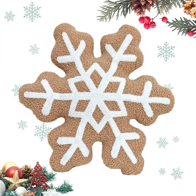 Snowflake Pillow Christmas Throw Pillow Snowflake Decorations Cute Christmas Decor Christmas Wreath Shaped Pillow For Sofa Bed