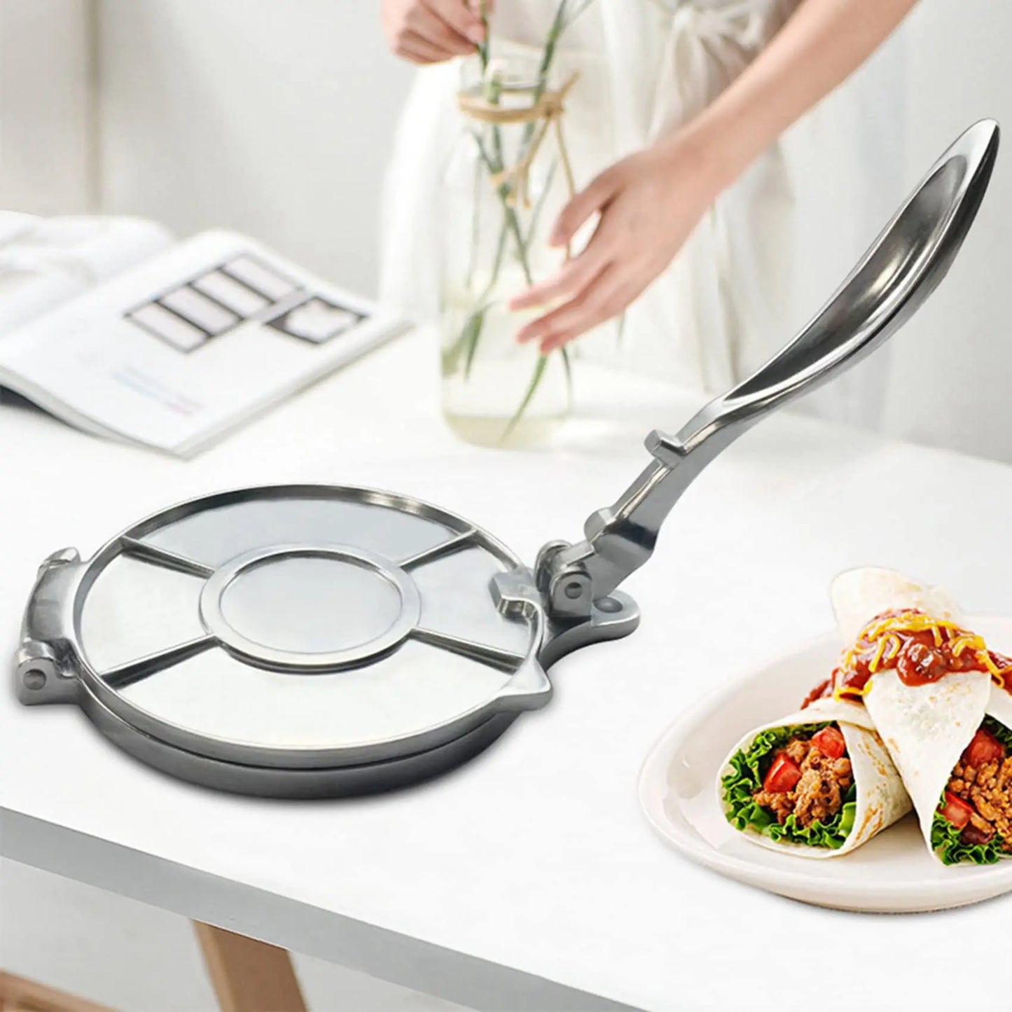 Dough Press Metal Dies Steel Flour Tortilla Press Dumpling Dough Tortillas Flour Bread Mold Sandwich Taco Press - 6.5 inch