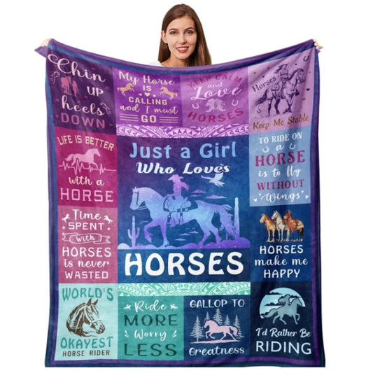 Horse gift blanket, cowboy girl equestrian gift item equipment, suitable for equestrian enthusiasts' birthday/Christmas blanket