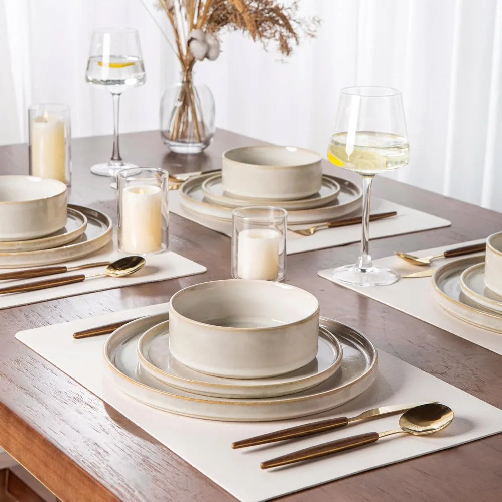 AmorArc Ceramic Dinnerware Sets, Handmade Reactive Glaze Stoneware Plates and Bowls Sets,Highly Chip and Crack Resistant | Dishw