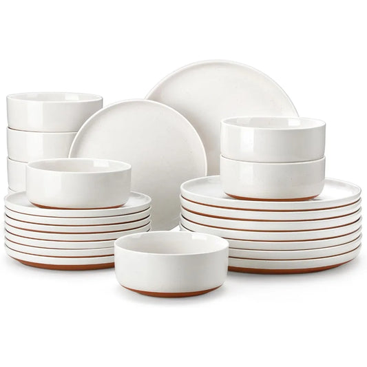 Plates And Bowls Sets, 24 Pieces Modern Ceramic Dinnerware Set For 8 Kitchen Stoneware Dishes Dishware Set