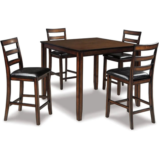 coviar 5 piece counter height dining set, includes table & 4 barstools, brown,Living Room Sets