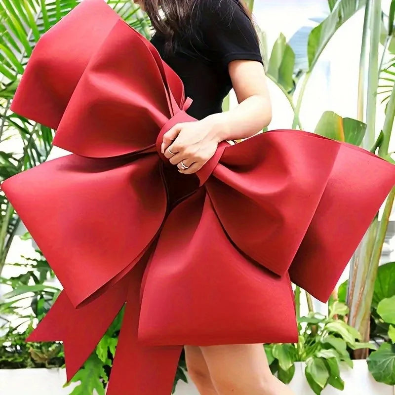 2Pcs Large Red Eva Bow Wall Decor - Versatile Hanging Decoration - No Power or Battery Needed, Featherless, for Wedding,