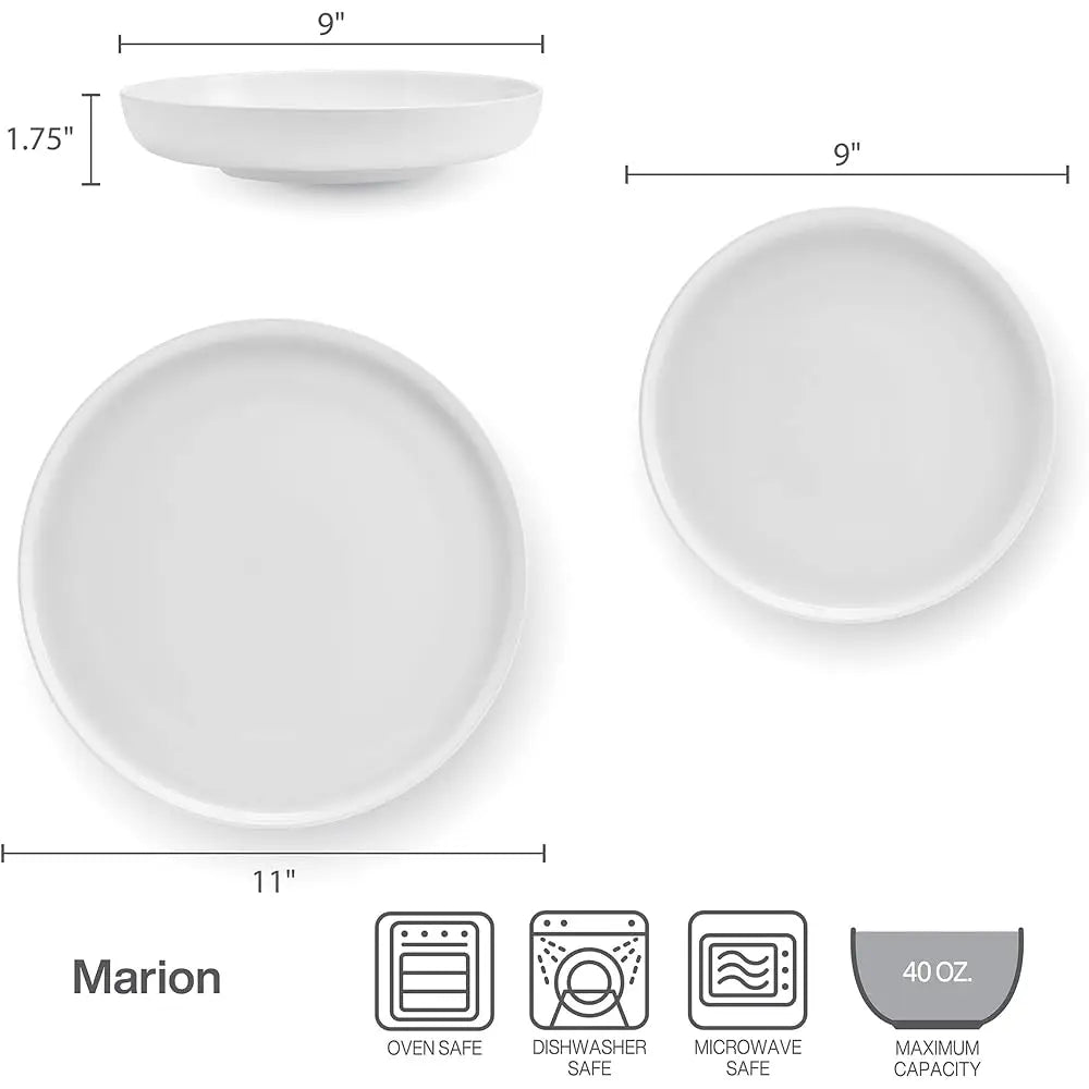 N Chip Resistant 12 Piece Dinnerware Set, Service For 4