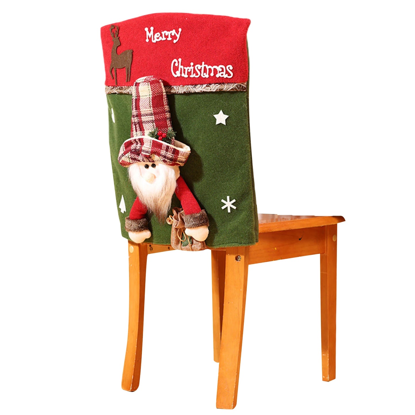 46x54cm Creative Xmas Slipcovers 3D Santa Claus/Snowman/Elk Chair Cover 2025 New Year Kitchen Decoration Dining Chair Back Cover