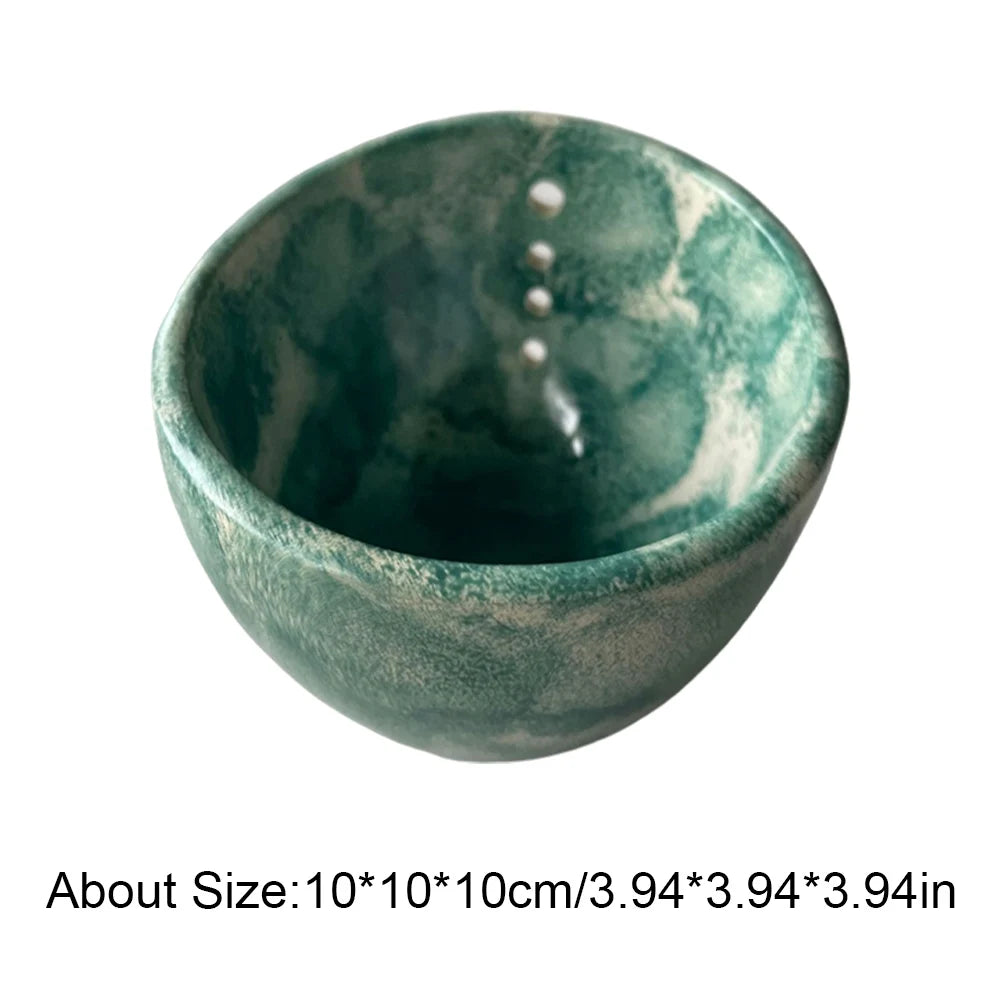 Handmade Pottery Herb Stripper Bowl Different Round Hole Sizes Pottery Herb Stripper Peeling Cup for Vegetable Leaf Removing