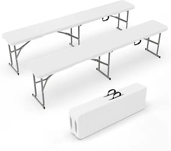 6 feet Plastic Folding Bench,Portable in/Outdoor Picnic Party Camping Dining Seat, Garden Soccer Multipurpose Entertainin
