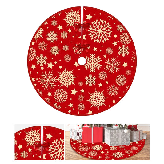 35.4inch Xmas Tree Bottom Decor Mat Snowflake Pattern Mat Round Pad Printed Christmas Tree Decoration Indoor Outdoor Decor