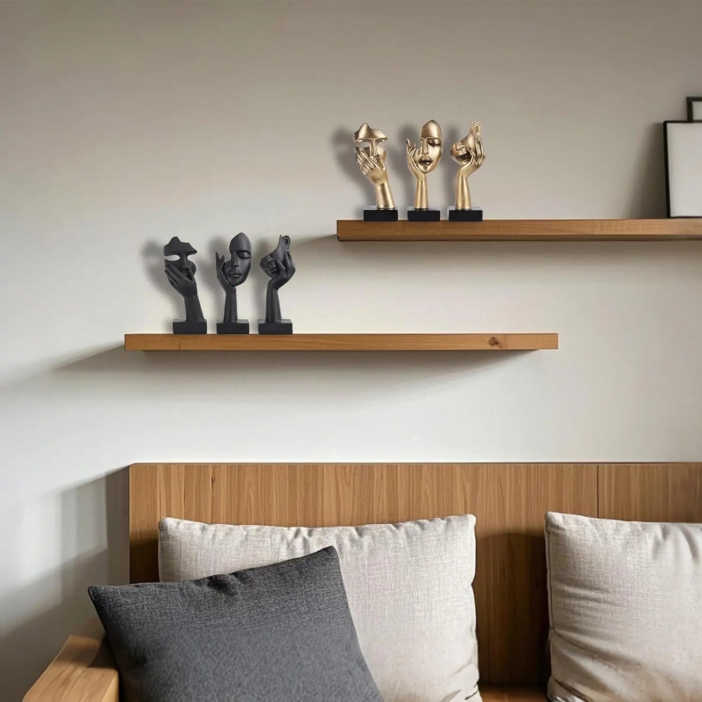 3 Pcs Thinker Small Statue Set - Black Art Abstract Home Accent Figurines for Woman Apartment Counter Decor (3 Pcs Black, 6")