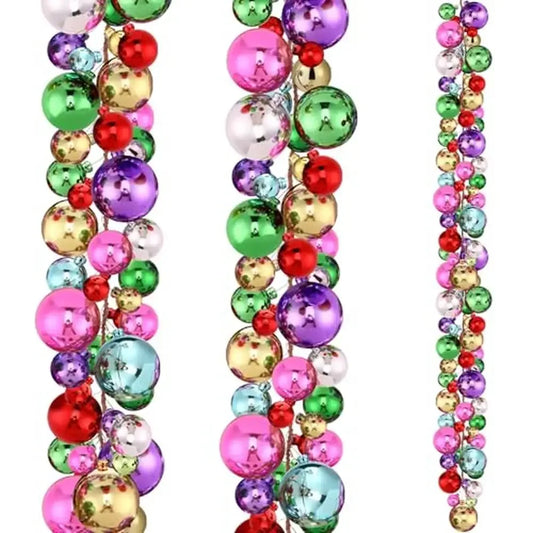 Christmas Ball Ornament Garland 6.6 ft Xmas Tree Bauble Party Supplies Indoor Outdoor Festive Decoration Vibrant Colors Durable